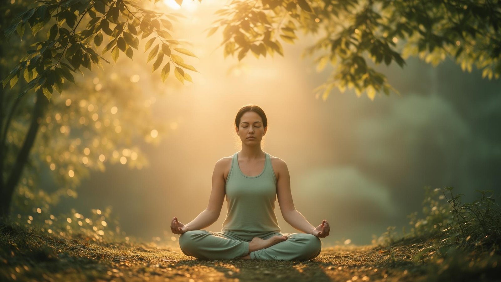 Persona meditando en un entorno natural sereno